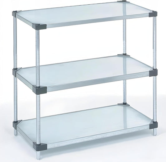 Omega 3-Tier Solid Galvanized Shelves, 21" Deep x 54" Wide x 34" HighHeavy Duty Storage Rack, Shelving Unit, NSF Certified, Ideal for Kitchen Garage Office Restaurant Warehouse 800-lb Capacity