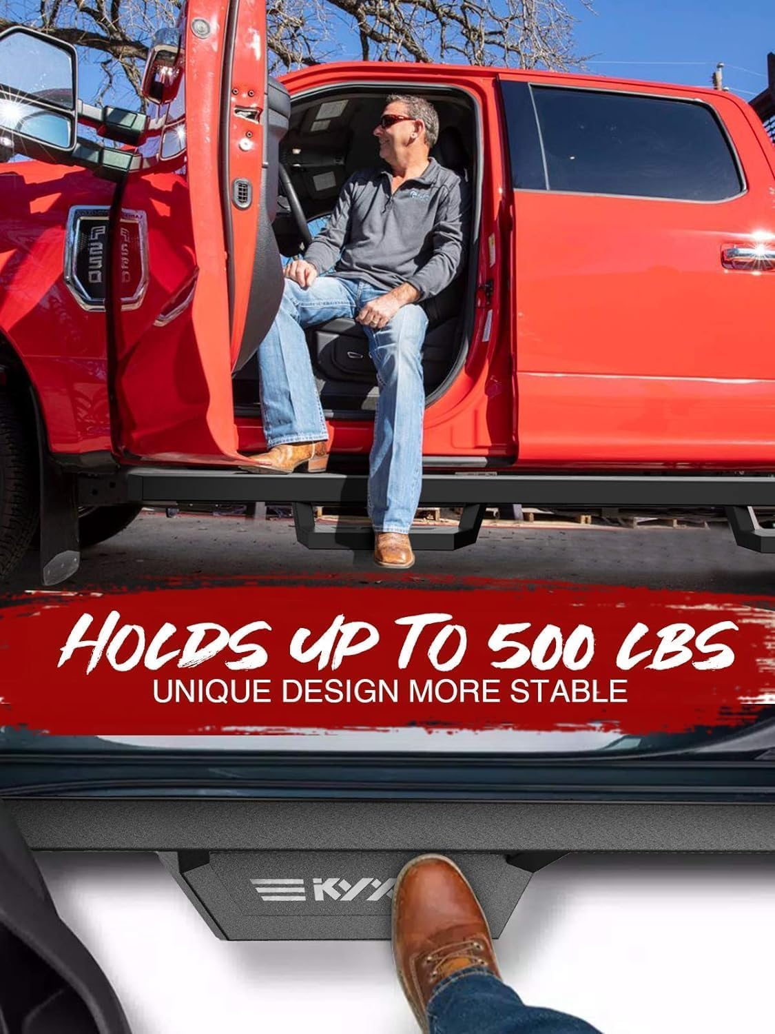 KYX Running Boards & Steps Nerf Bars Compatible with Ford F250 F350 Super Duty Crew Cab 1999-2016, A Pair 6 inch Car Door Side Steps Nerf Bars Truck Boards Step Rails-Dual Stairs