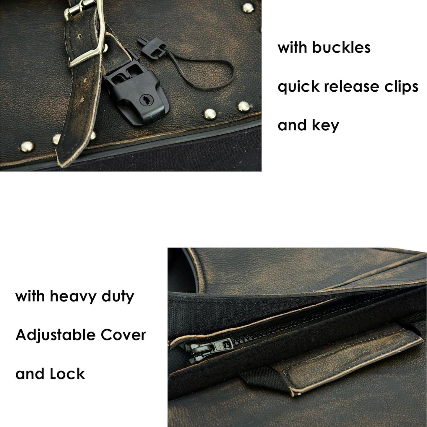 GARGOYLE BELLS Motorcycle Saddle Bags Leather Motorcycle Luggage Bag with Gun Holsters For Softails Sportsters and Choppers Waterproof Luggage Bags For Motorcycle