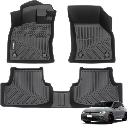 Floor Mats for VW Golf/Alltrack/GTI/R/Sportwagen MK7 2015-2021 Waterproof All Weather Car Mats Floor Liners VW Accessories Front & Rear Full Set Black