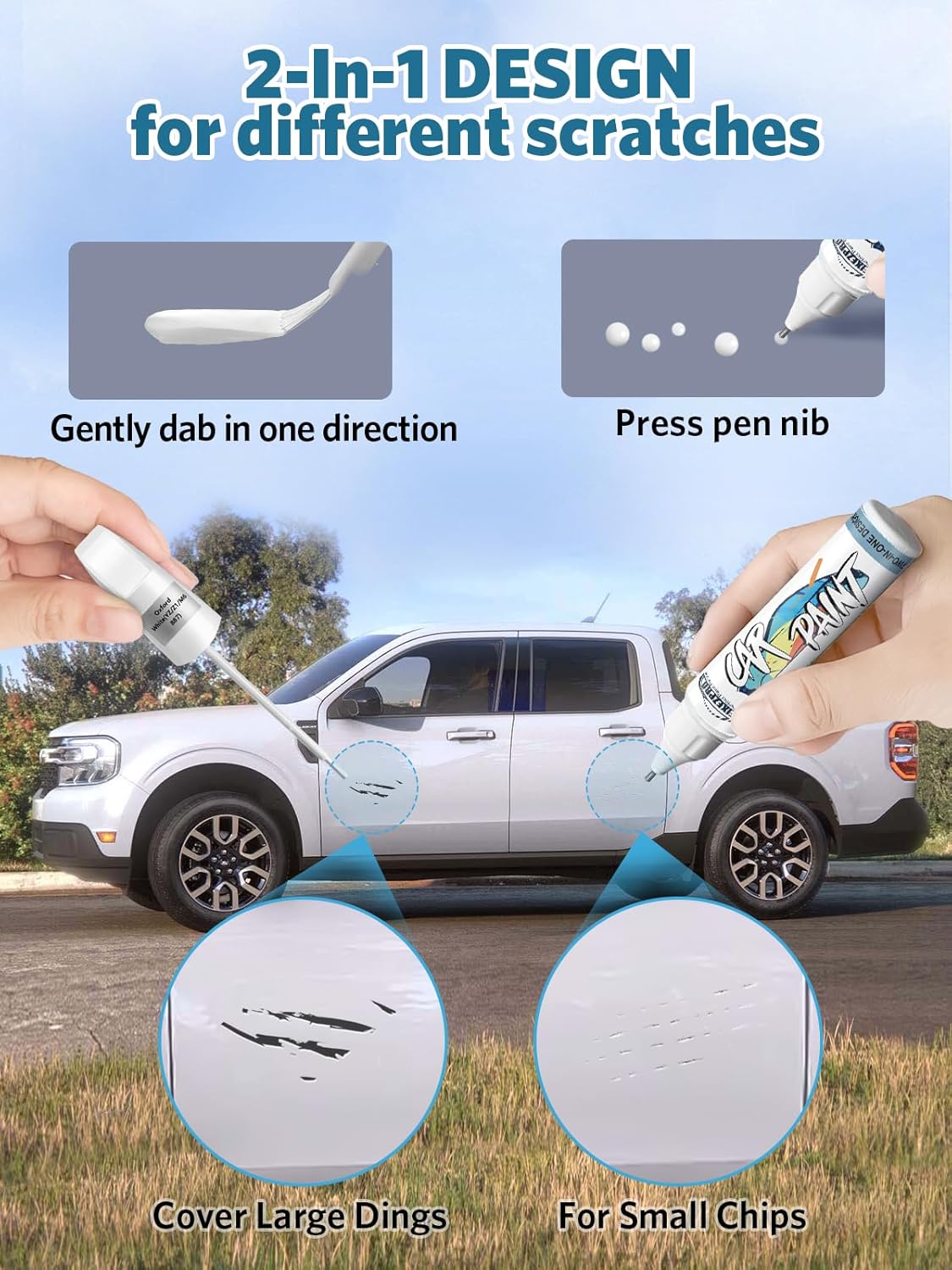 Sterling Gray Metallic(UJ) Touch Up Paint for Ford, Car Paint Scratch Repair Remover Pen Color Exact Match, Quick and Easy Fix Automotive Chips and Nicks Scuff