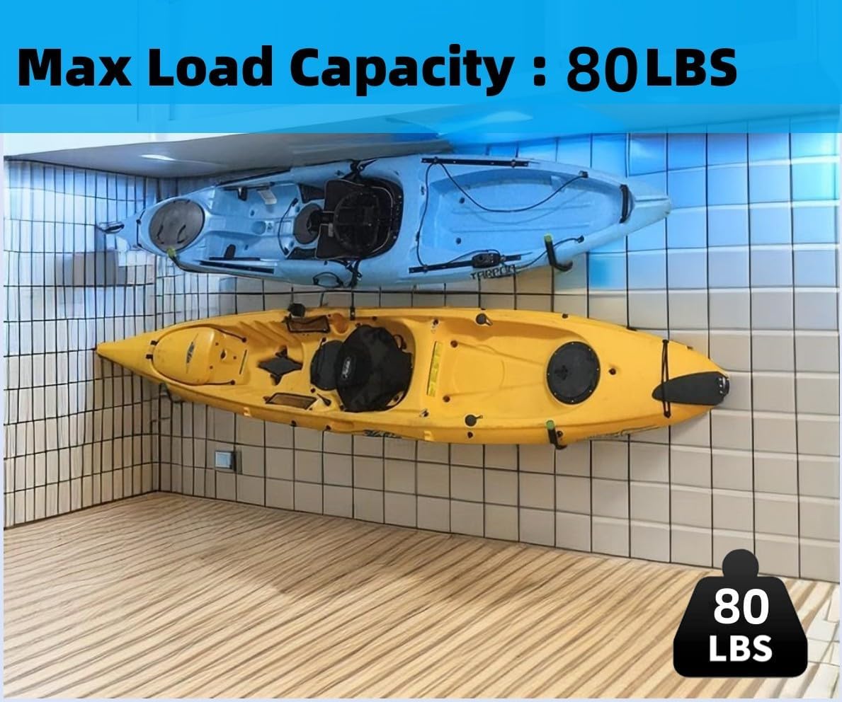 Garage Storage Heavy Duty Hooks, 15Inch Jumbo Arm Kayak Rack, Heavy Duty Wall Hooks for Canoe, Ladder, Bicycle, Folding Chairs, Surfboard, Snowboard, Hose and Tools (4 Pack)