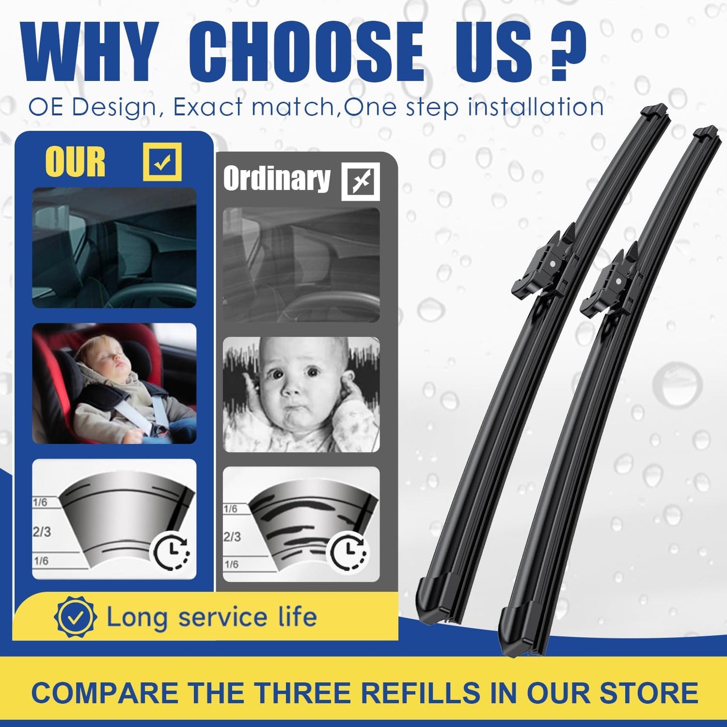 3 wipers Replacement For Chevrolet Aveo Sonic Holden Barina 2012-2017 Original Equipment Windshield Wiper Blades Set - 26"+15" +11" (Set of 3)