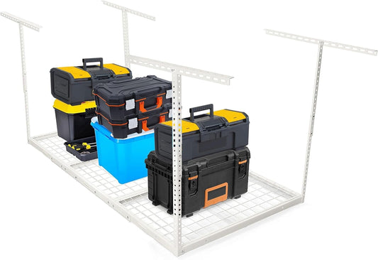 Kojem 3x6 Overhead Garage Storage Rack, 22'' to 40" Adjustable Heavy Duty Garage Ceiling Storage Racks Storage Organization System, 550LBS Weight Capacity, White