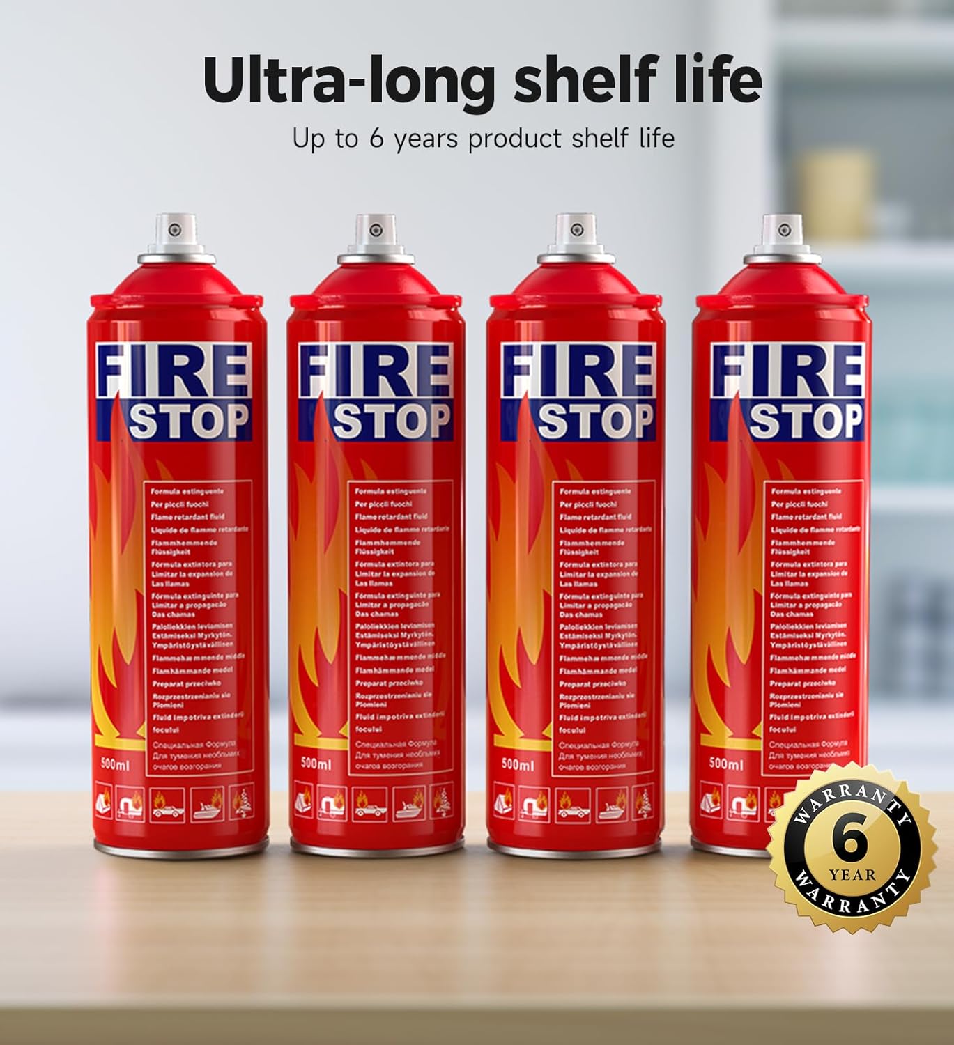 Fire Extinguisher 4-Pack with Mount Brackets，Portable for Home, Kitchen, Car, Boat，BBQ -Multi-Purpose Fire Protection