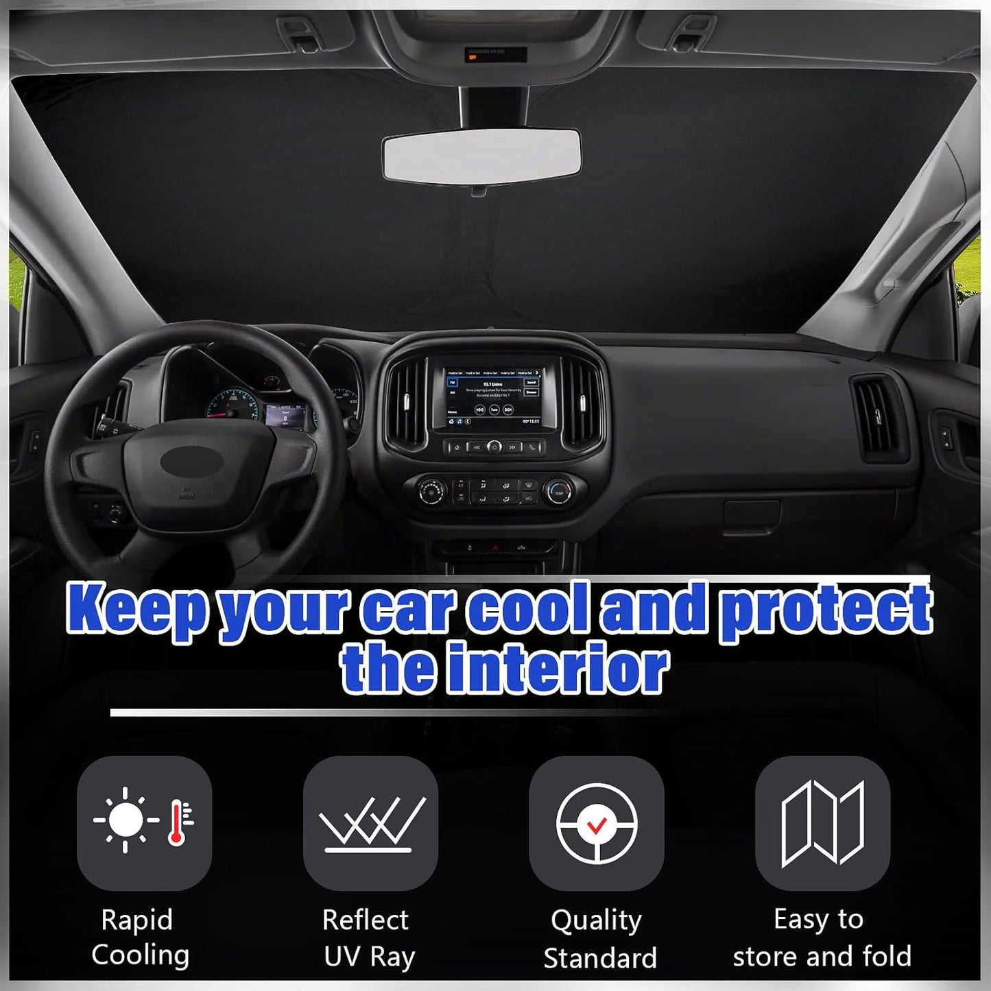 Sze Windshield Sunshade for 2015-2022 Chevrolet Colorado Retractable Front Window Sun Shade Foldable UV Reflector Sun Visor Insulation Sun Protection