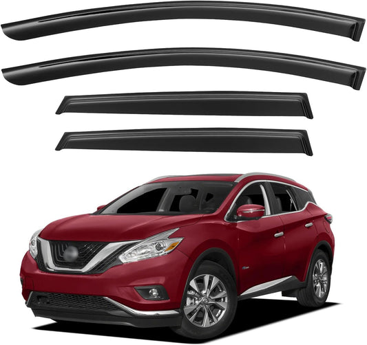 Window Visors Rain Guards for 2015-2024 Nissan Murano, Out-Channel Window Vent Wind Deflectors Visors Shades for 15-24 Murano S SV SL Platinum, Tape-on