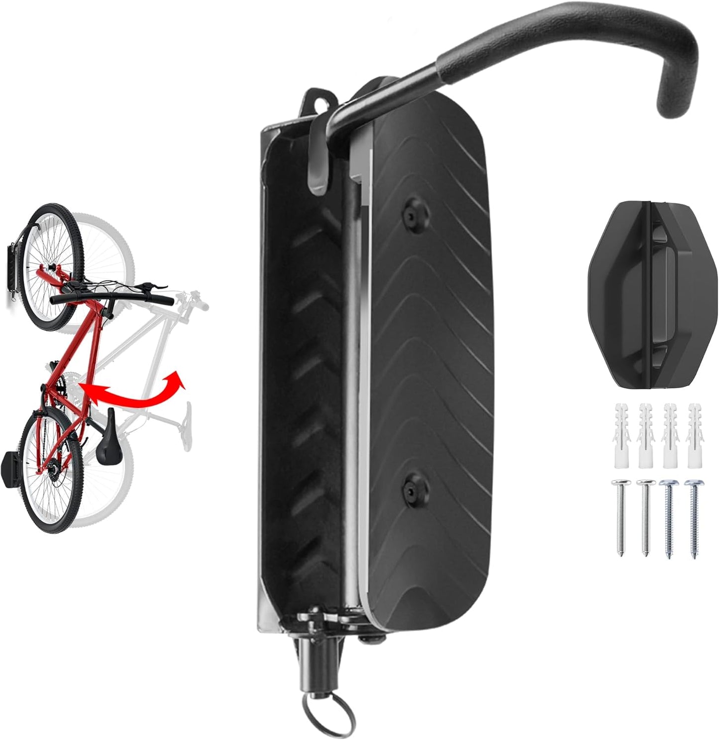 Swivel Bike Wall Mount, Vertical Bike Rack for Garage, Space-Saving Bike Storage and Hanger with Gear Position Lock, Supports Up to 66 lbs, Black