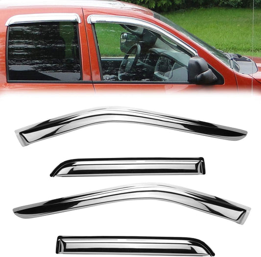 94167Y Chrome Side Window Visor Wind Vent Deflector for 2010-2017 GMC Terrain,4pcs Outside Mount Style Chrome Nice Shade Sun Rain Guards Set