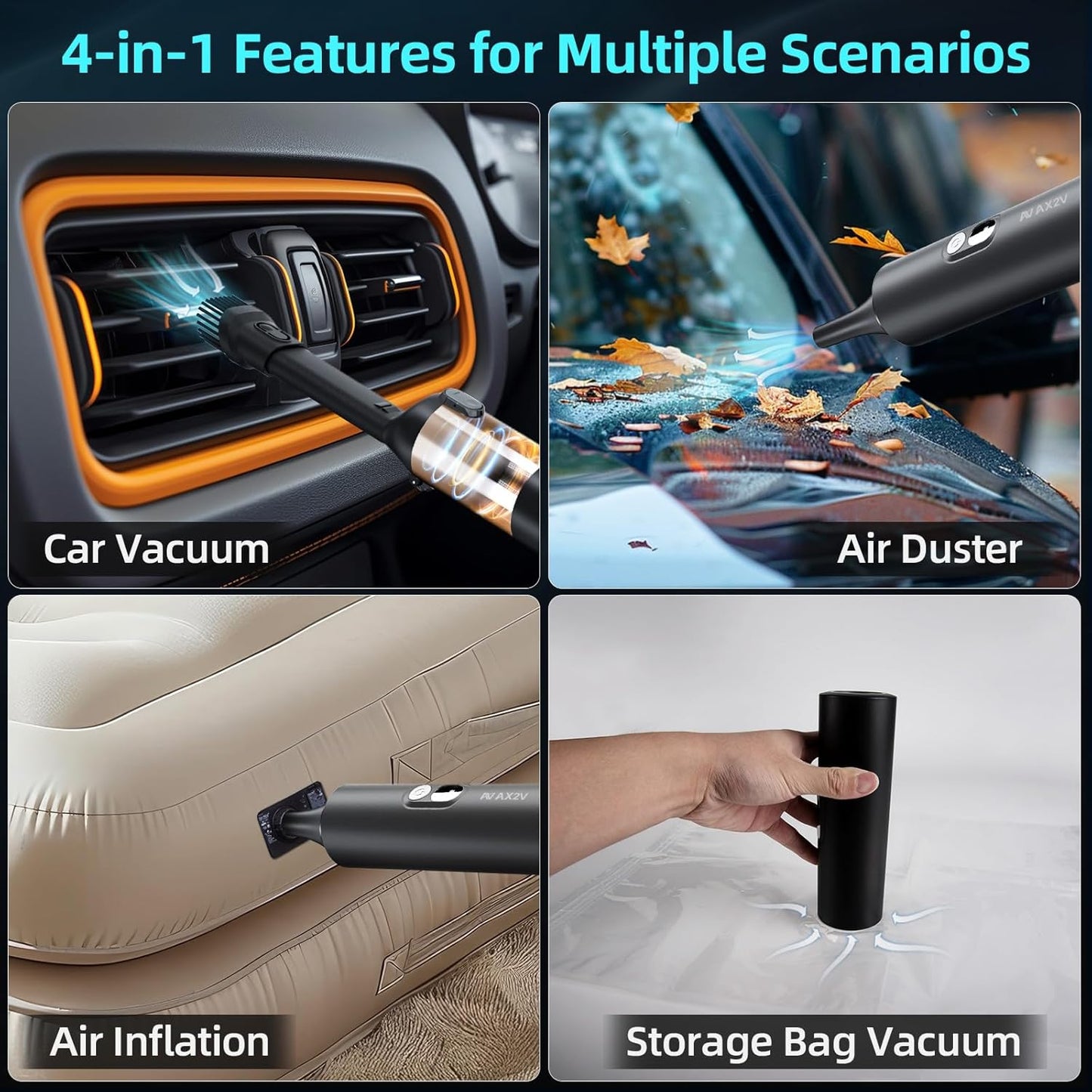 Car Vacuum Cleaner,95W/19Kpa/30Mins,Mini High Power Pet Portable Handheld Cordless Vacuum Pro, Rechargeable Extractor Vacuum Detailing with Cleaning Gel for Car, Home and Office Detail Cleaning