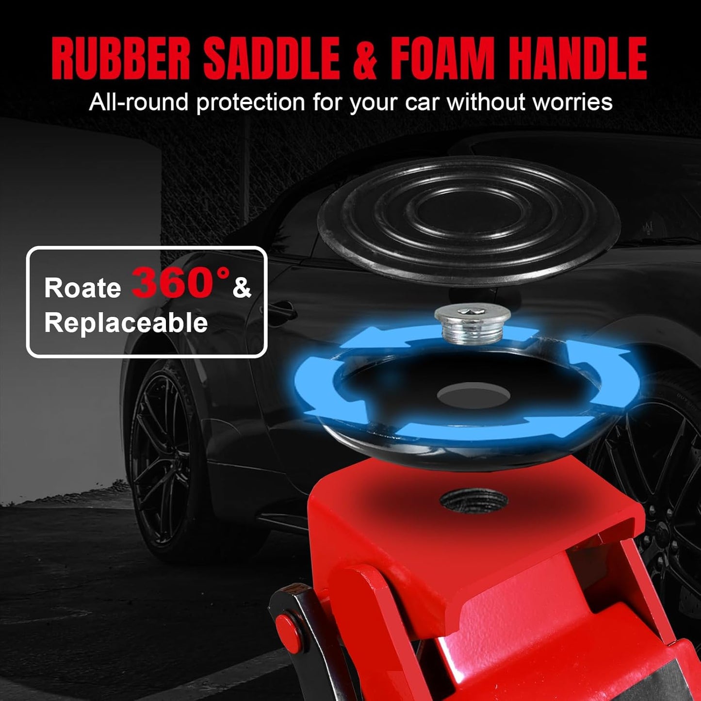 4 Ton Floor Jack Hydraulic Low Profile Floor Jack with Dual Piston Quick Lift Pump, 4 Ton (8,800 lbs) Capacity, Red