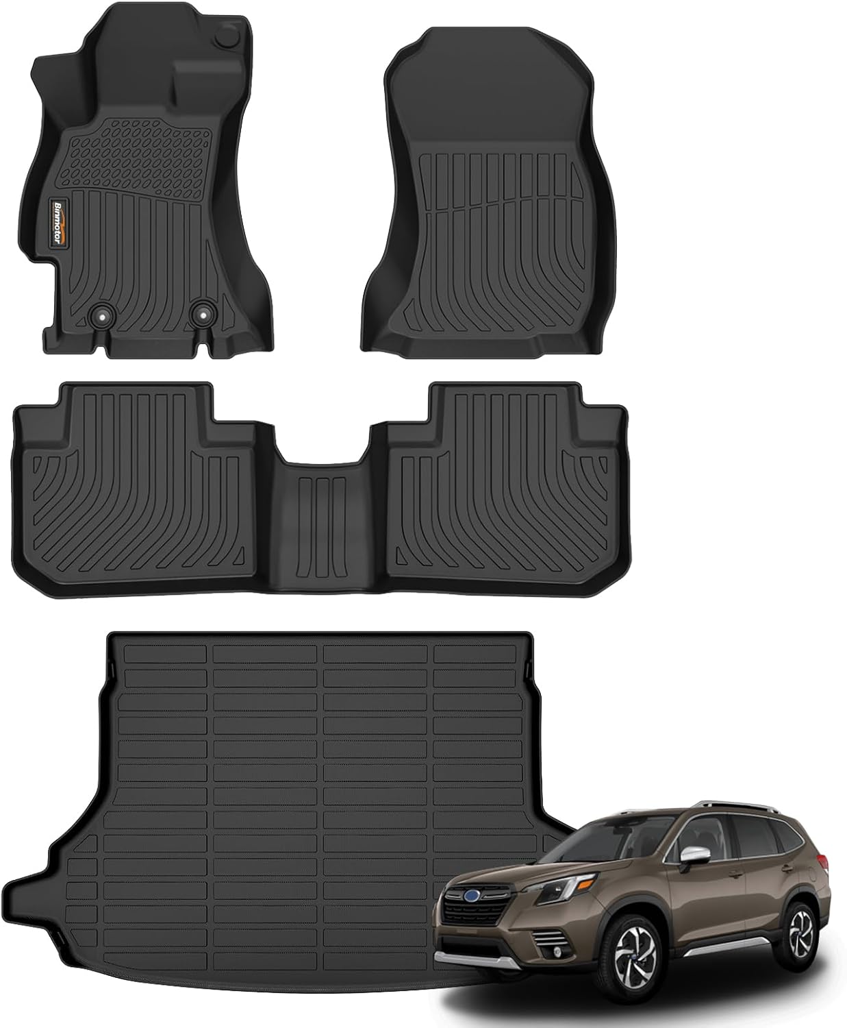 Binmotor-Floor Mats Cargo Liner Set for Subaru Forester 2014-2018, All Weather TPE Car Floor Mats for Subaru Forester Accessories Custom Fit Vehicle Mats