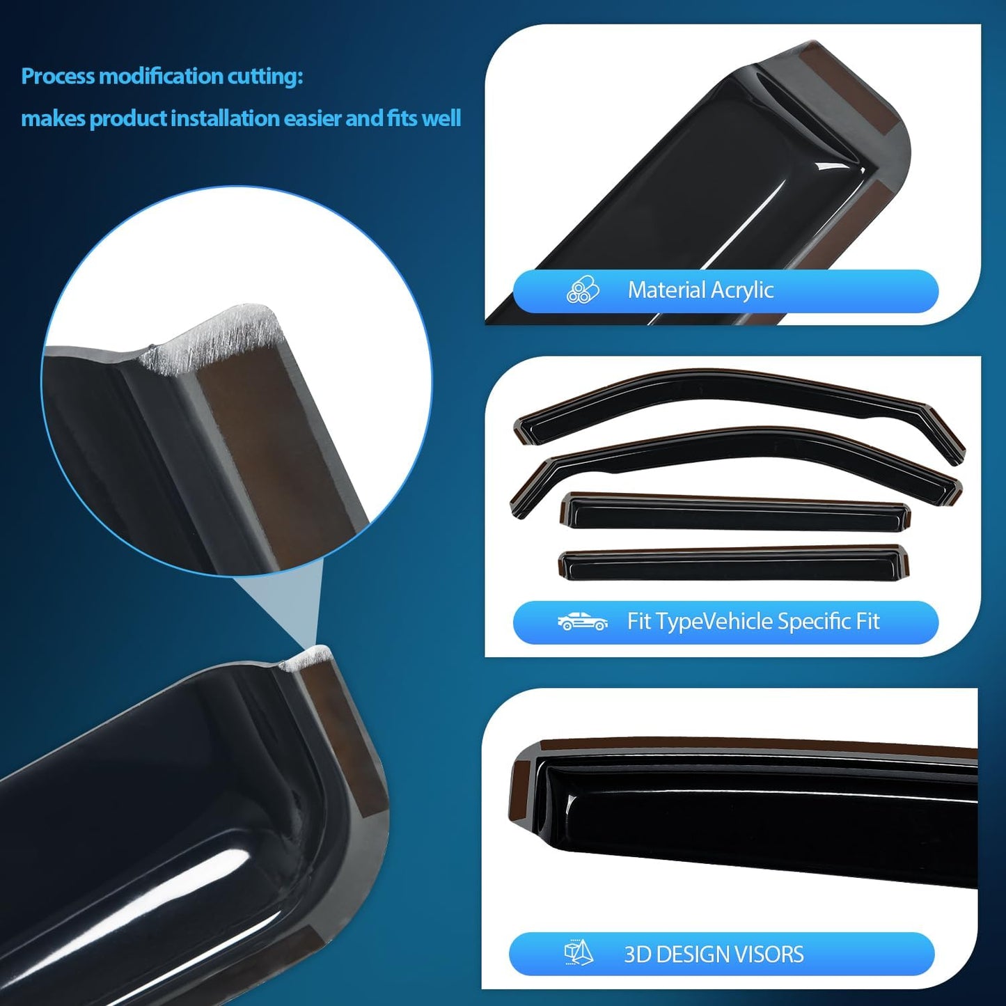 Nilight Vent Window Visors for Jeep Compass 2017 2018 2019 2020 2021 2022 2023 2024, in-Channel Rain Guards, Original Window Deflectors-4PCS