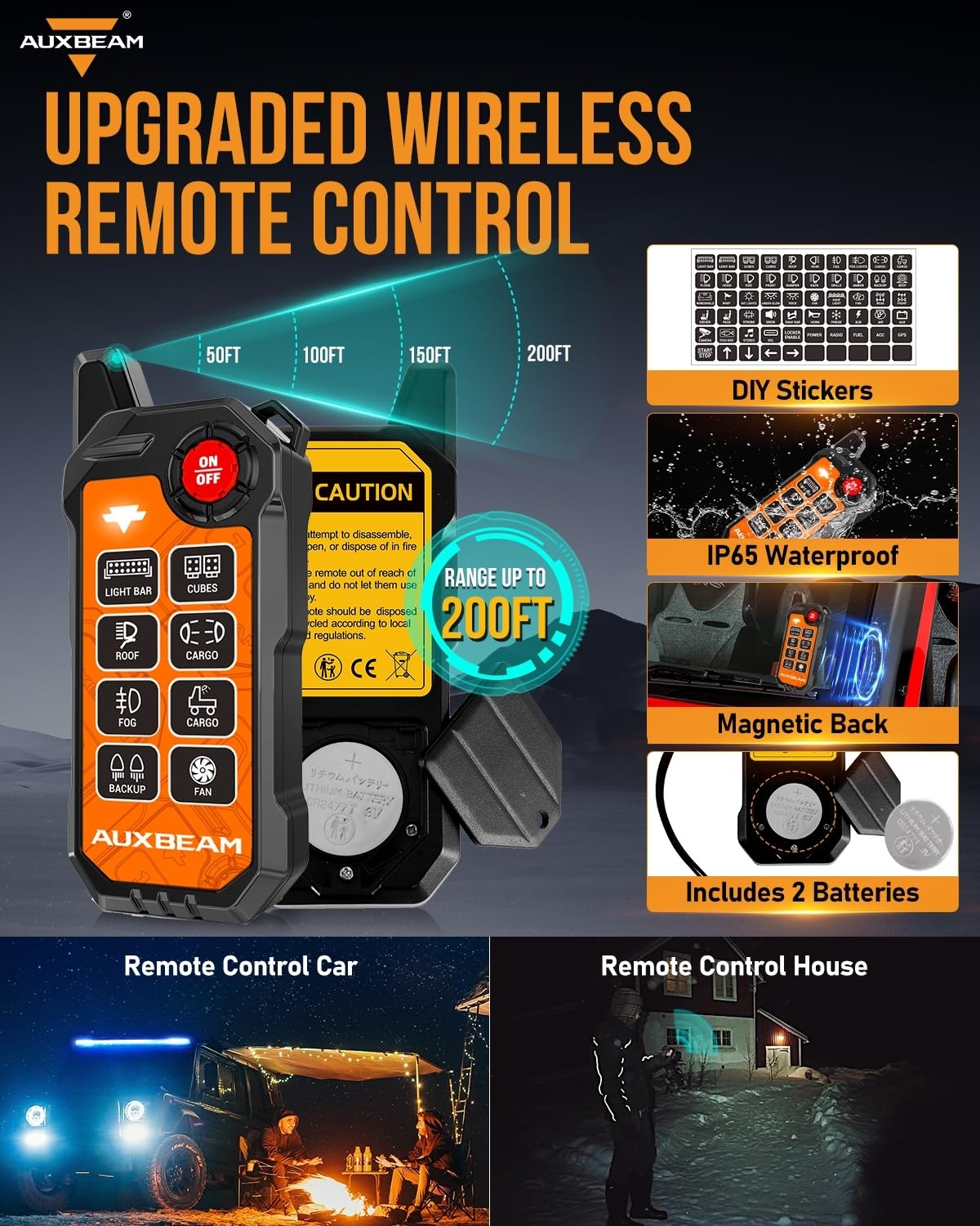 Auxbeam 8 Gang Slim Switch Panel Bluetooth RGB AS-800 with APP&Remote Control Toggle Momentary Pulsed 80A Switch Pod Off Backlight for 12-24V Truck Offroad UTV ATV Car Marine, 2 Years Warranty