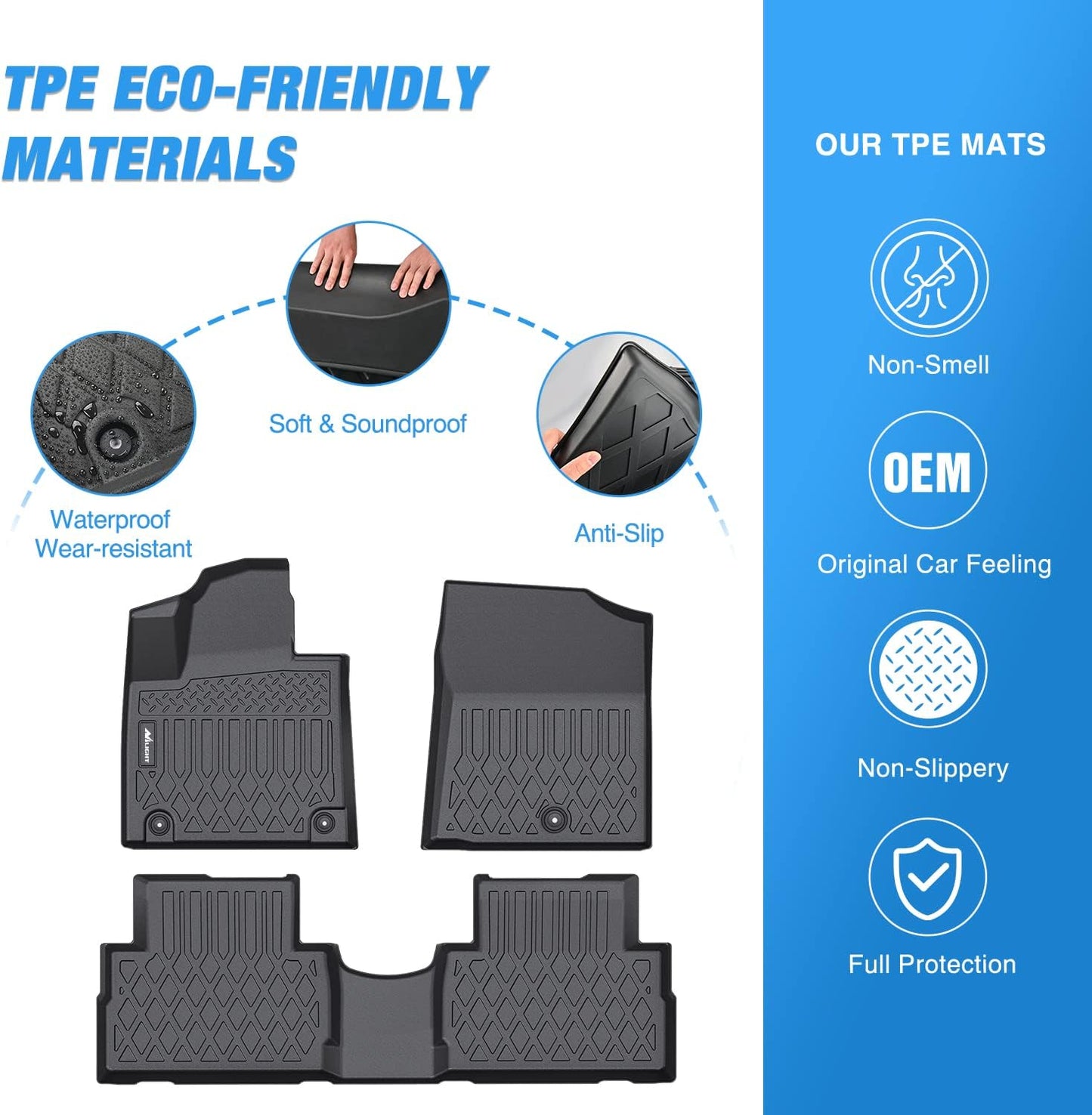Nilight TPE Floor Mats for 2021 2022 2023 Hyundai Santa Fe 5 Seat (Non-Hybrid),All Weather Custom Fit Heavy Duty Floor Liners