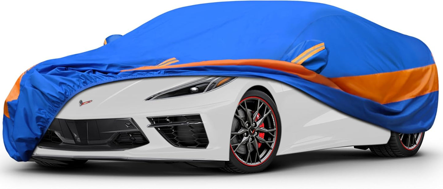 Heavy Duty Outdoor Car Cover Windproof All Weather Waterproof Sun Rain UV Dust Snow Protection Outdoor,Fit Coupe Audi R8,Chevrolet Corvette etc.Size C3