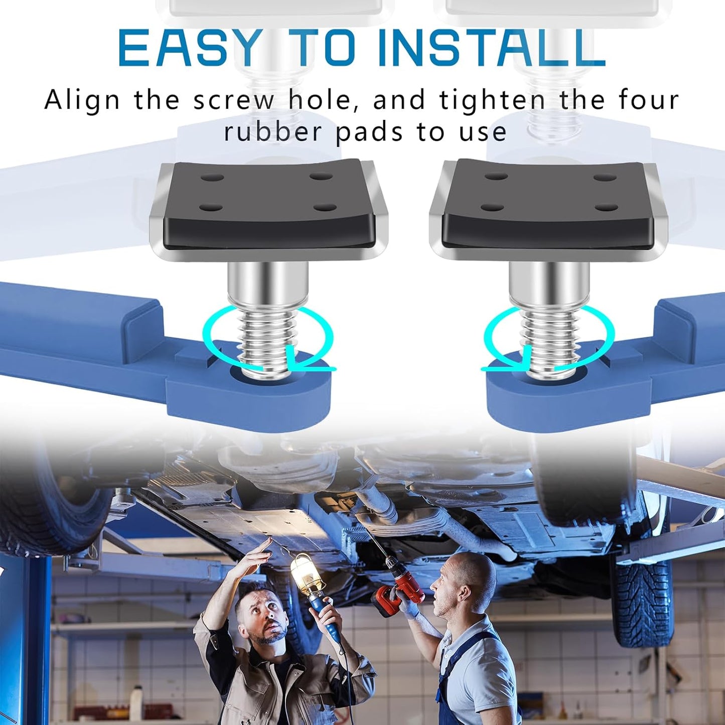 4 Pack Truck Adapter for 2 Post Lift, Hot Dipped Galvanized Steel Lift Pads for Auto/Car/Vehicle, Auto Lift Spin-Up Frame Adapter, Truck Adapter Kit Set for ME & KT Two Post Lifts