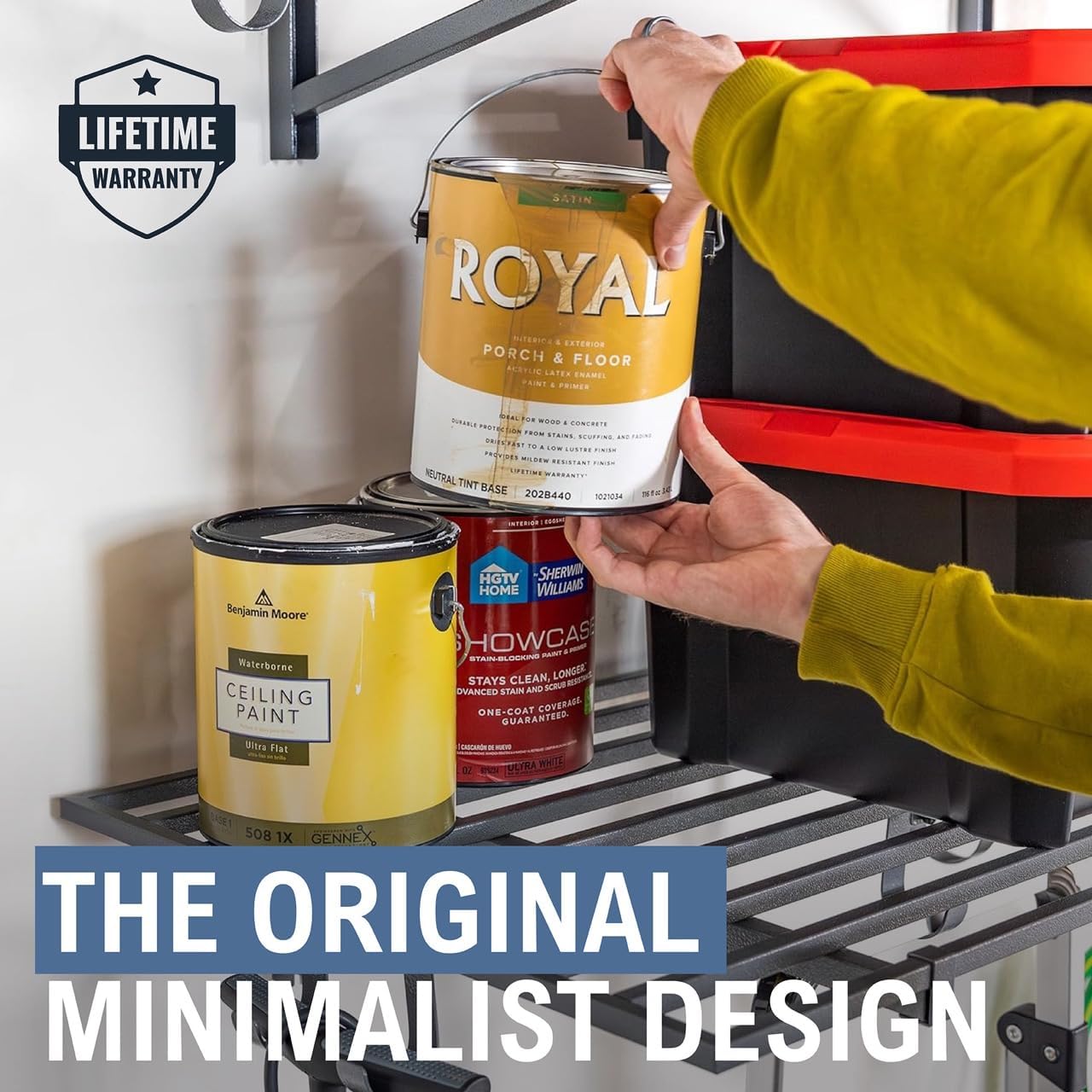 StoreYourBoard 2-Pack Heavy Duty Wall Shelves – Wall-Mounted Garage Storage Shelving and Organization for Sheds, Closets, or Utility Rooms – Holds 200 lbs, 2ft x 4ft, Hammered Gray