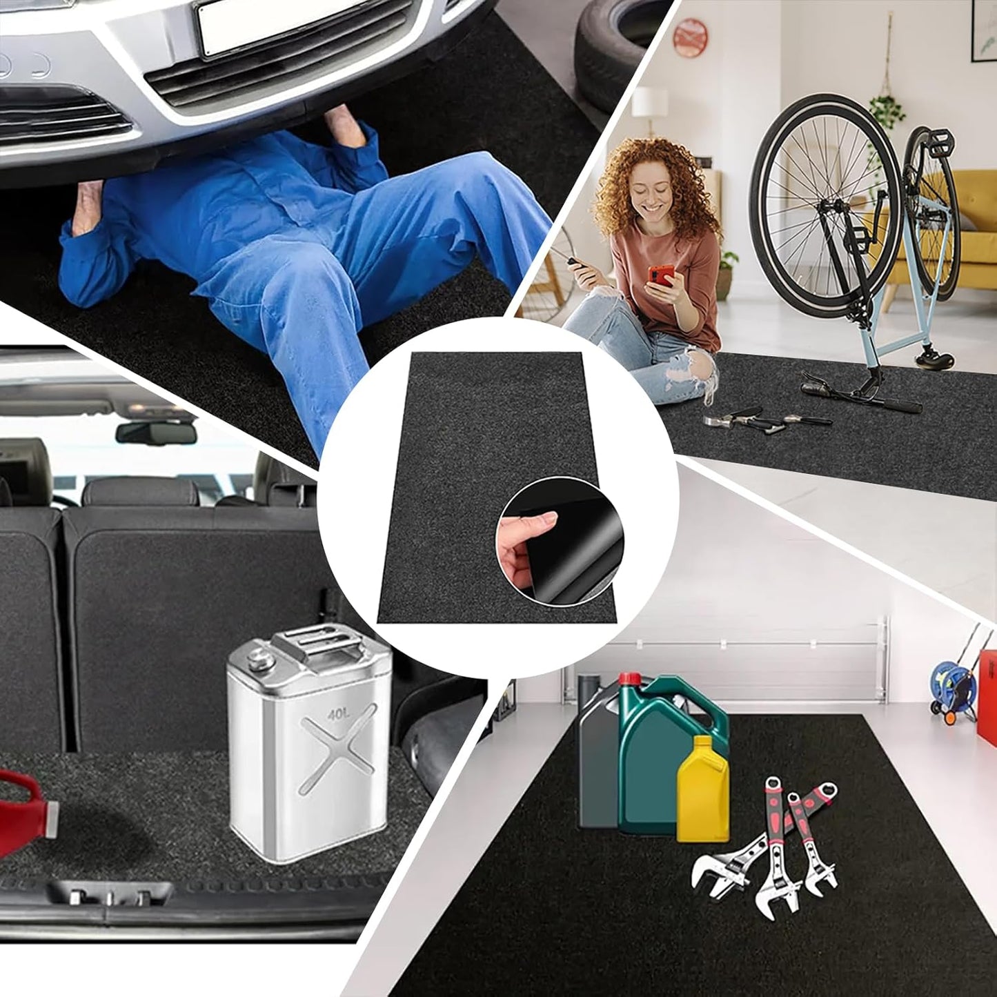 GlowShade 2 Pack Oil Spill Mat, 36 X 60 Inch Garage Floor Mat Under Car, Absorbent Oil Pads Drip Leak Mat with Weather Backing, Reusable, Washable, Non Slip, Protects Floor (2)