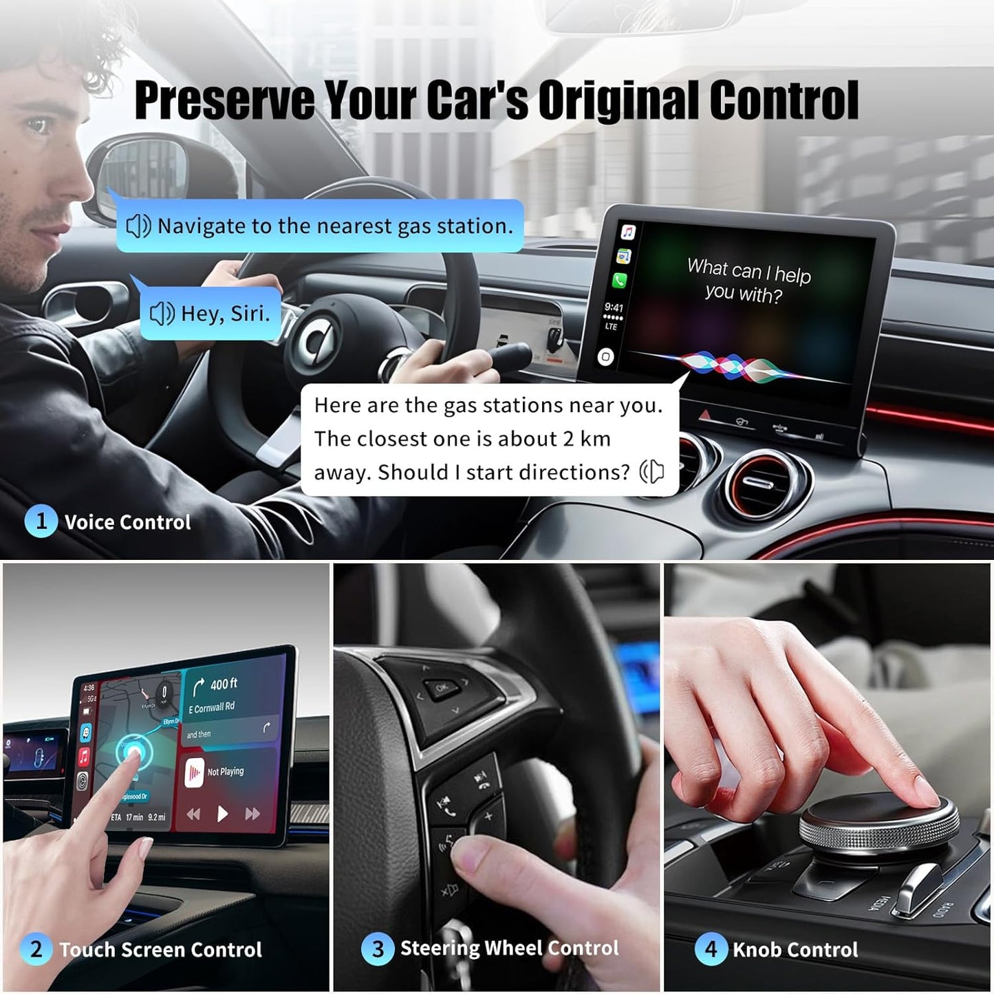 Wireless CarPlay Adapter for iPhone,Convert Wired to Apple CarPlay Wireless Adapter, Plug and Play, with 60CM Extension Cable USB & Type-C, Connection Stable No Delay