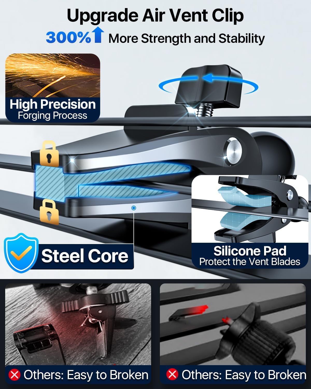 2025 Ultimate Car Phone Mount【98+LBS Strongest Suction & Military-Grade】【Patent & Safety Certs】 Cell Phone Holder Truck Stand for Dashboard Windshield Vent for iPhone 16 Pro Max Samsung (Dark Blue)