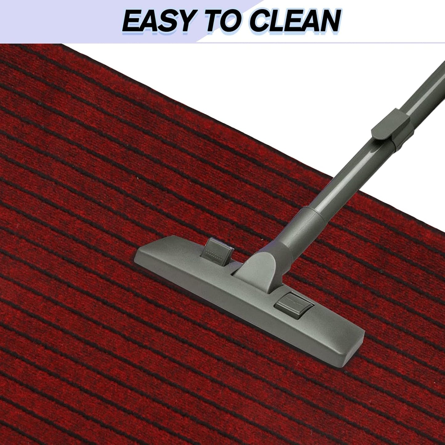 Custom Size Backed Non-Slip Area Rugs Runner, Easy Clean, Waterproof Runner Rugs for Hallway Entryway, Kitchen, Laundry, 3FT x 21FT, Red Stripe