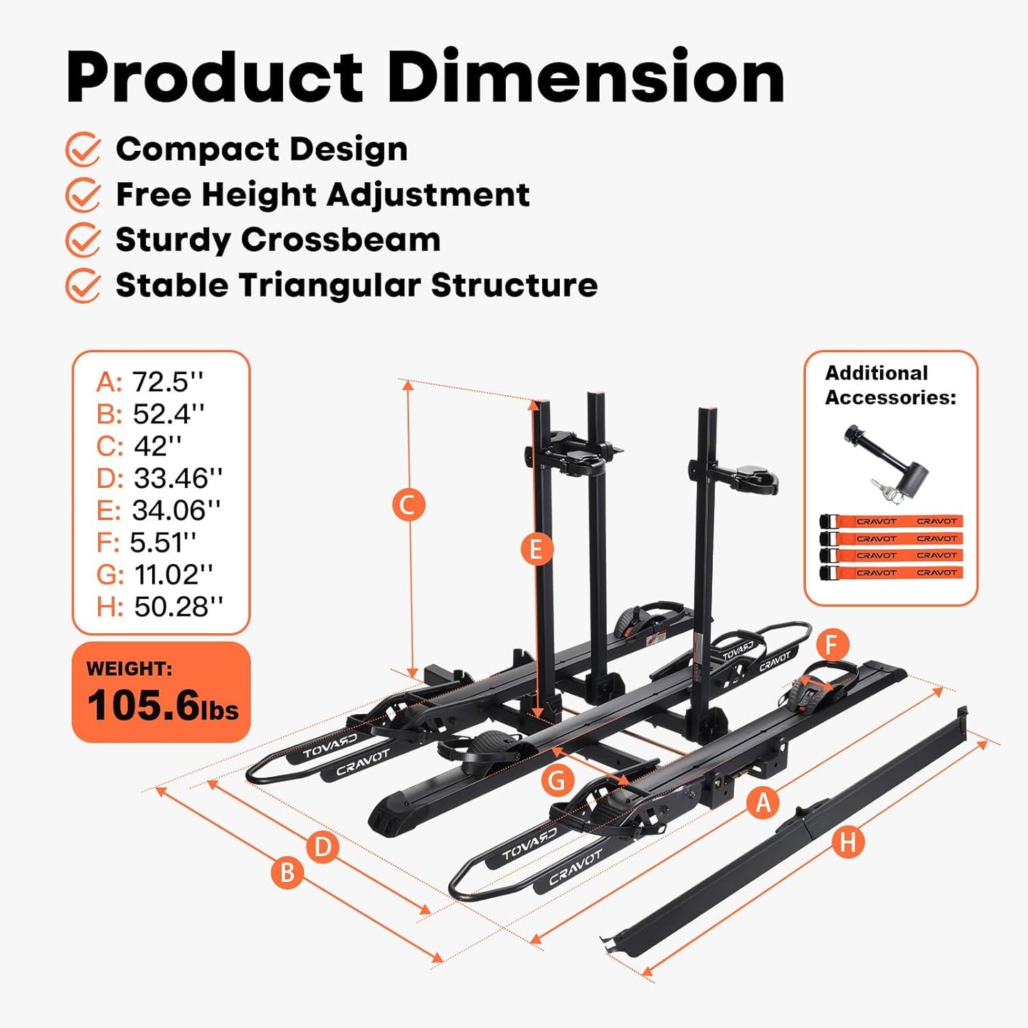 CyberRack S3 Ebike Rack, 300 lbs Capacity Foldable Bike Racks for Tow Hitch Heavy Electric Bike Carrier for 3 E-Bike, Up to 5-inch Fat Tire 2'' Receiver