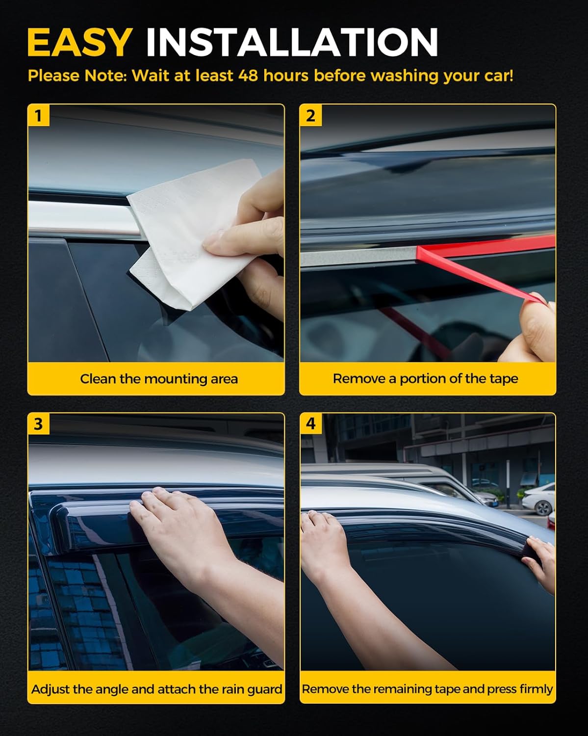 Rain Guards for Car Windows, Tape-On Window Visors Rain Guards Fit for 2013-2019 Nissan Sentra, Window Deflectors, Vent Visors for Nissan Car Accessories, 4 Pieces