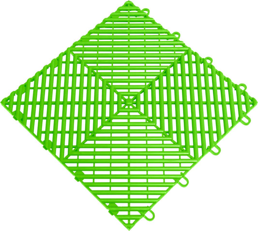 Big Floors RaceDeck Free-Flow Open Rib Self-Draining Design, Durable Copolymer Plastic Interlocking Modular Garage Flooring Tile (Sublime, 48 Pack of 12 x 12" Tiles)