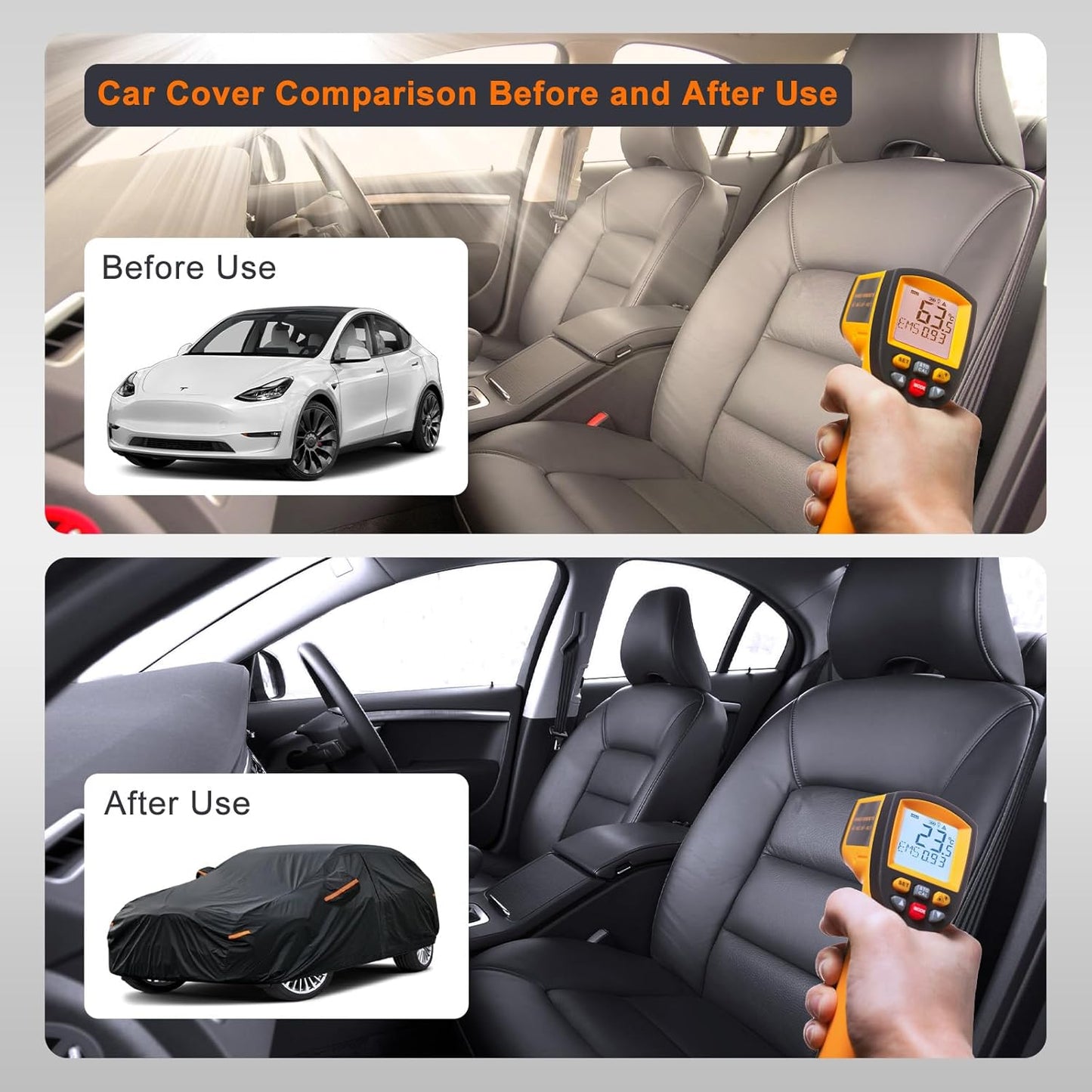 Kayme 7 Layers Car Cover Custom Fit for Tesla Model Y, Waterproof All Weather for Automobiles, Outdoor Full Car Cover Sun Rain UV Snow Protection.Black