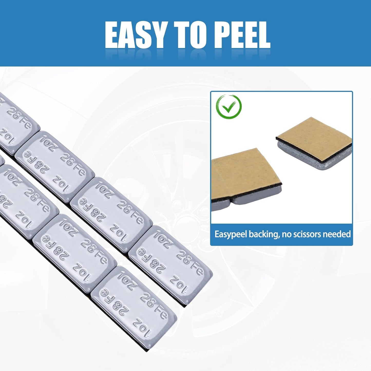 1OZ Adhesive Wheel Weights, Grey 1 oz Stick on Wheel Weights,A Box of 18 Strips, 4 Segments/Strip (72 oz Pack)
