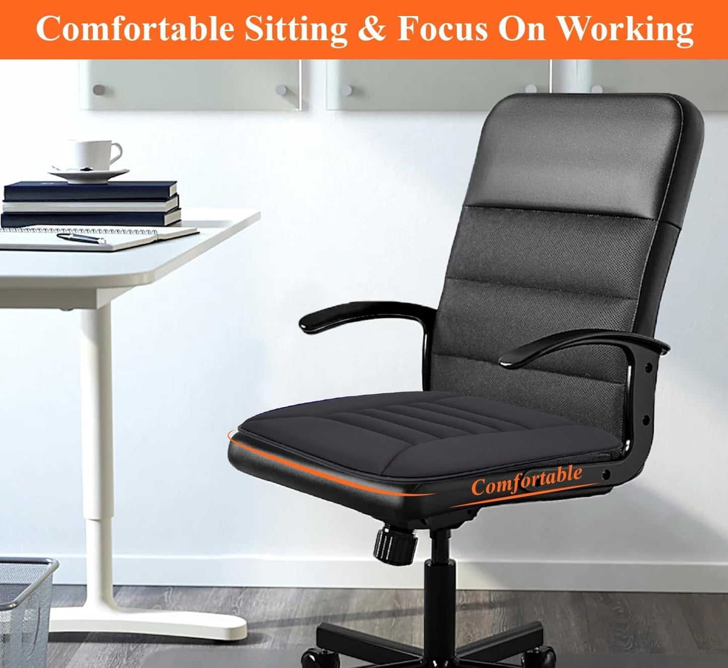 kingphenix Car Seat Cushion with 1.2inch Comfort Memory Foam, Seat Cushion for Car and Office Chair (Black)