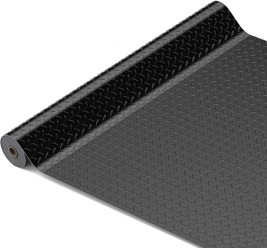 BESEA 4 x 6 FT Garage Floor Mat, Heavy Duty Diamond Plate Rubber Parking Mat – Waterproof, Oil-Resistant, Anti-Slip Flooring Roll for Under Car, Home Garage or Workshop,1/8" Thick
