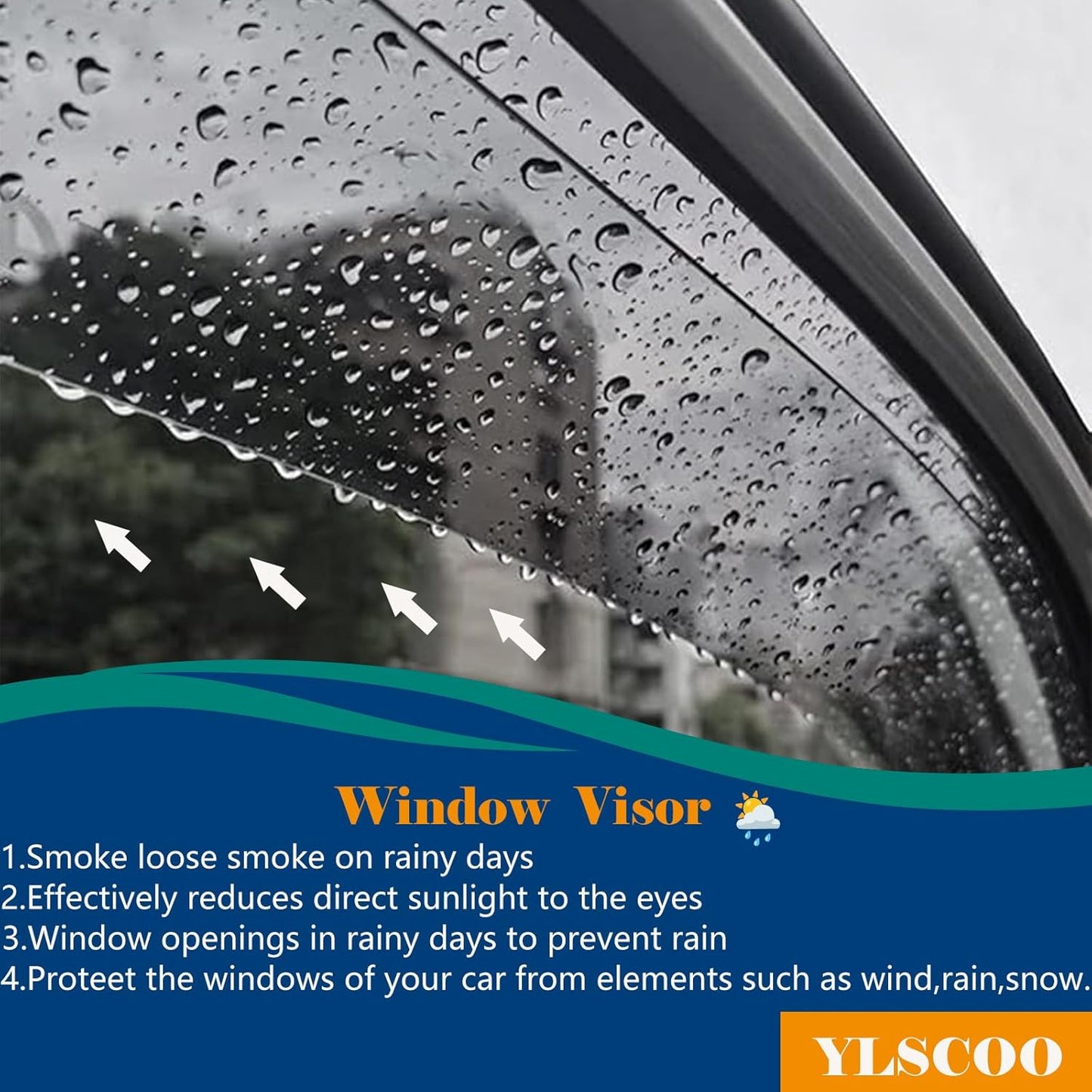 Window Visors Rain Guards fits 2014-2018 Silverado 1500 & GMC Sierra 1500, Out-Channel Window Wind Deflectors Vent Shades for 2015-2019 Silverado/GMC Sierra 2500 HD/3500 HD Crew Cab