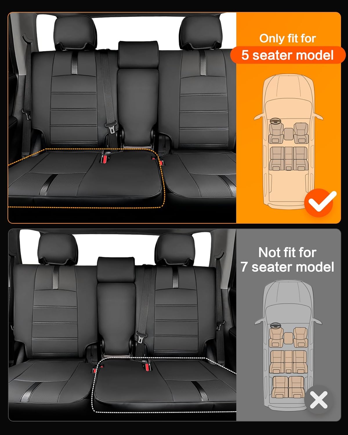 Seat Covers for Toyota 4Runner 2011-2024, (5 Seats Only) Full Set Full Coverage Waterproof Leather Seat Covers for 4Runner 2012 2013 2014 2015 2016 2017 2018 2019 2020 2021 2022 2023 Accessories