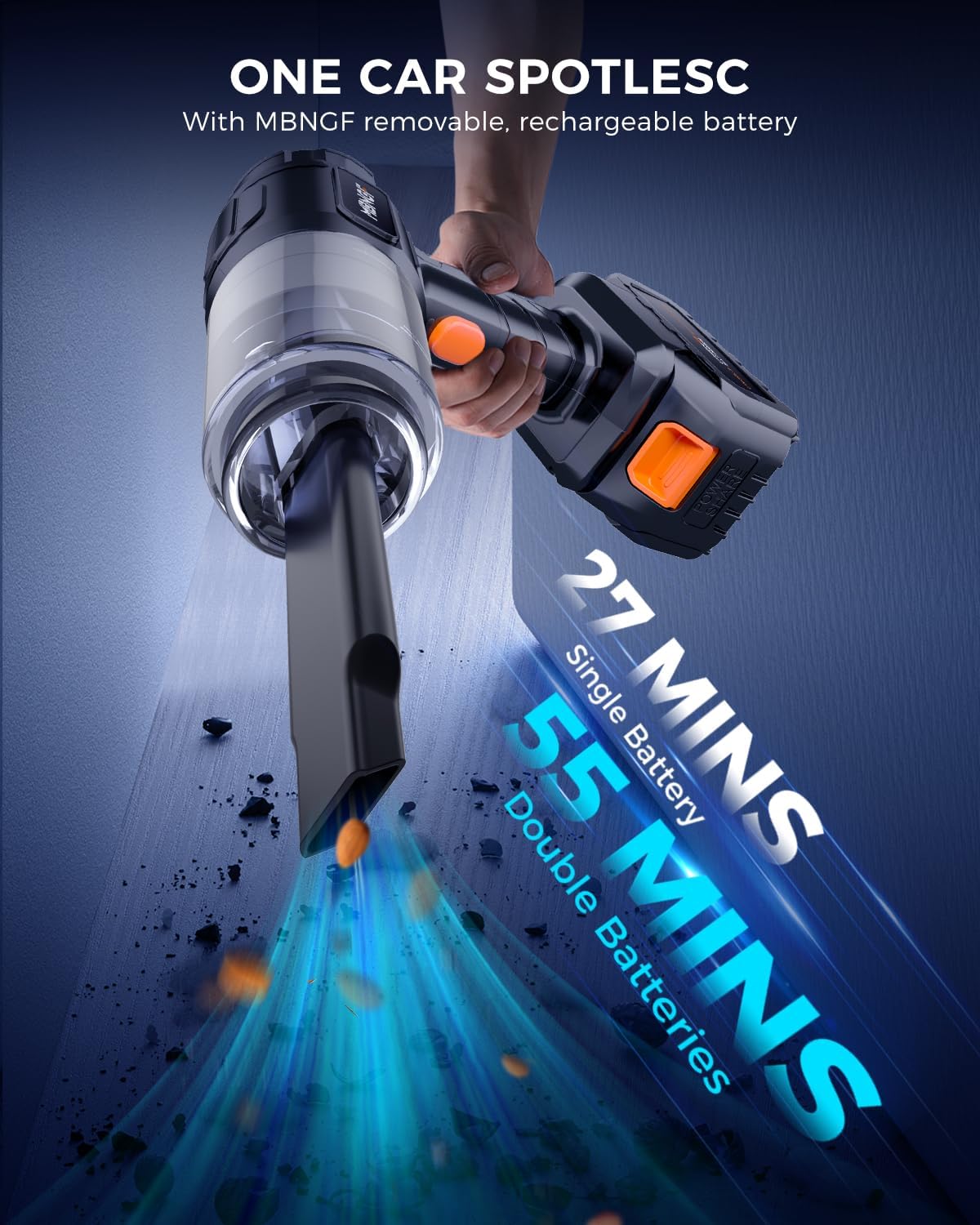 Car Vacuum Portable Cordless,High Power Suction & Blower, Wireless Handheld Vacuum Cleaner for Car, Home, Office, Pet(Coal Black)