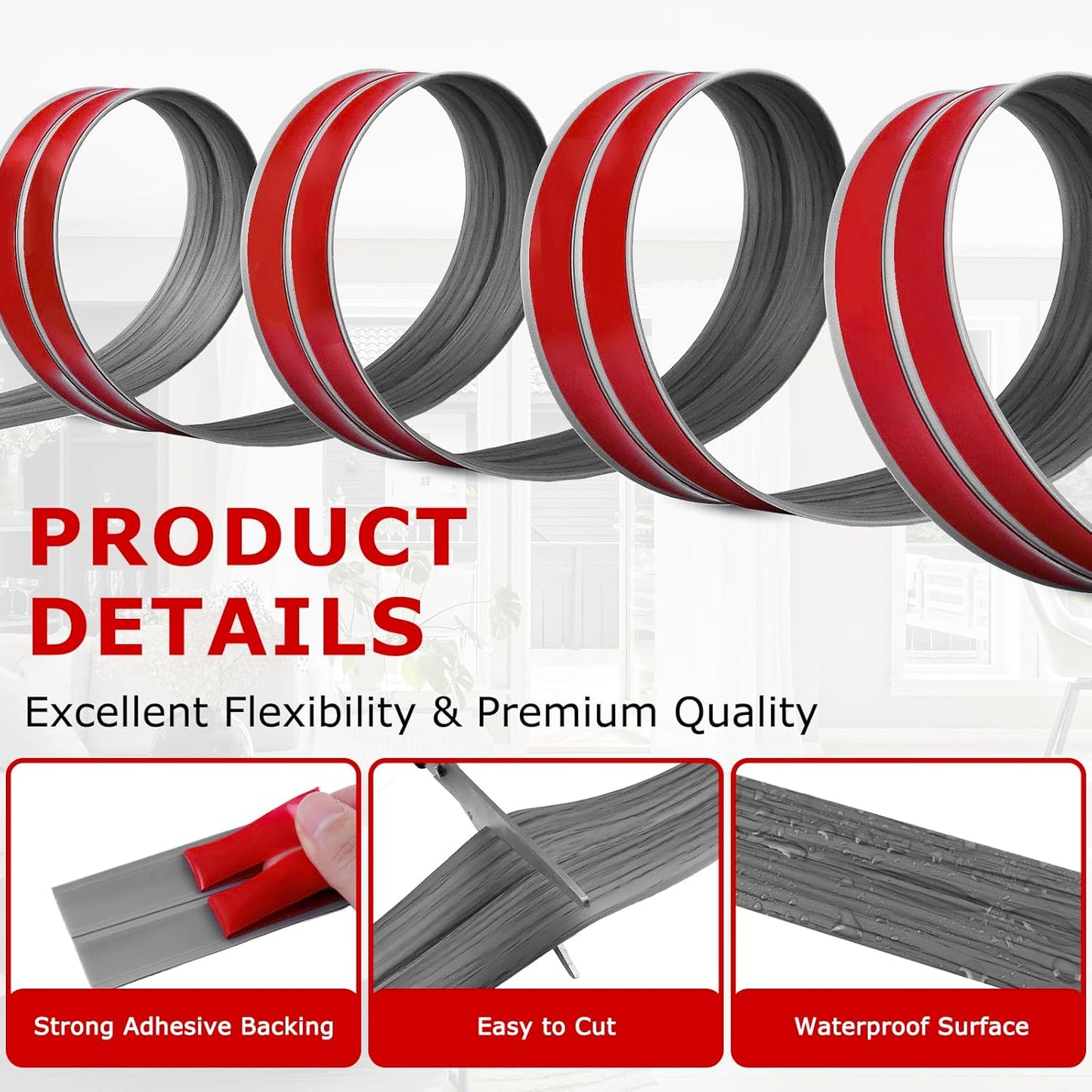 Flexible Wall Corner Protector Moulding Trim Peel and Stick Wall Corner Guards Edge Protector Self Adhesive Molding Trim Strip for Edge Ceiling (Deep Gray Wood Grain, 2.4 in x 40 Ft)