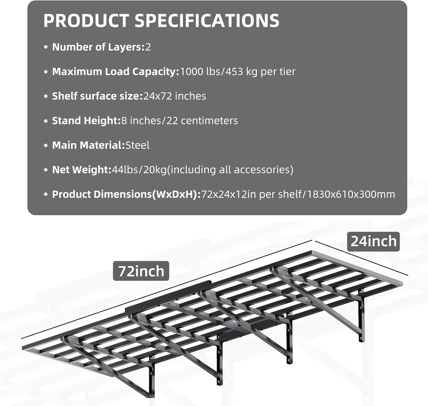 2-Pack 2x6 Ft Garage Wall Shelving Garage Shelving Wall Mounted Garage Wall Shelf 2000lbs Weight Capacityheavy Duty Wall Shelves Black