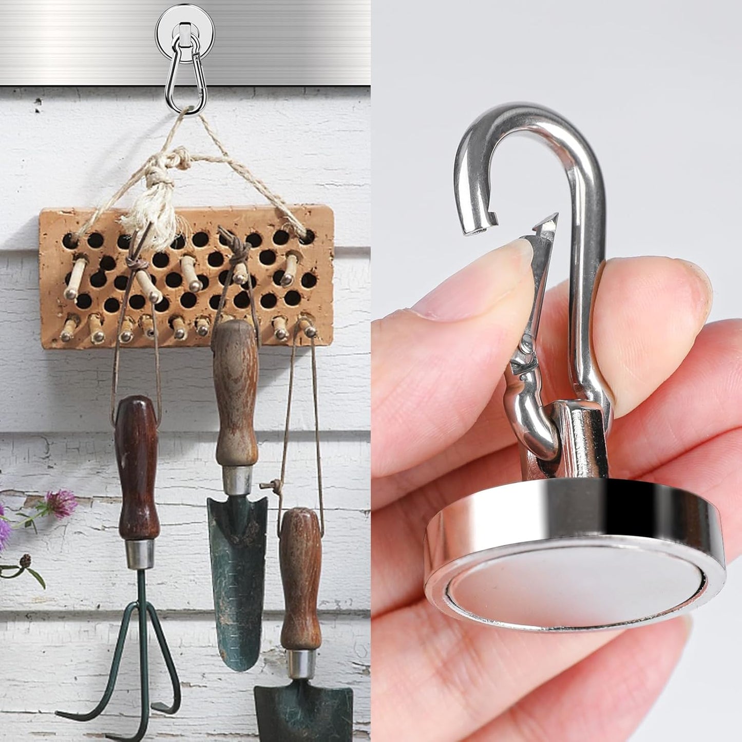 MIKEDE Magnetic Hooks Heavy Duty, 150LB Strong Swivel Neodymium Magnets with Magnetic Carabiner Hooks, Powerful Magnet Hooks for Hanging, Cruise Ship, Curtain, Home, Workplace - 6 Pack