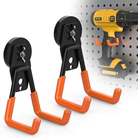 Large Magnetic Hooks Heavy Duty Extra Strong Magnetic Garage Hooks Big NdFeB Industrial Magnet Hooks Magnetic Utility Storage Holder Organization with Anti-Slip Coating for Hanging Garden Tool 2 Pack