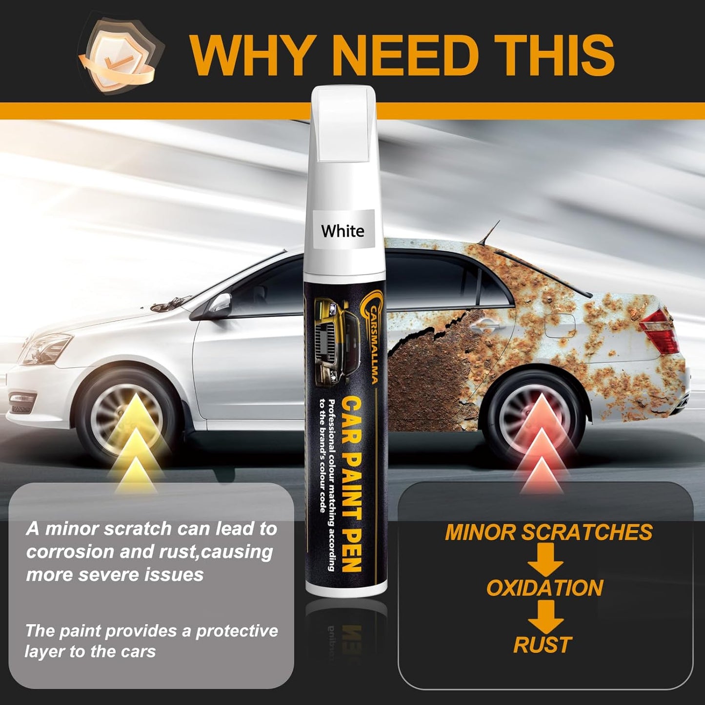 W6H Serenity White Pearl Car Touch Up Paint for Hyundai, Color Accurate Car Paint Scratch Repair Pen Kit Quick & Easy Fix Vehicle Chips and Automotive Nicks Scuff
