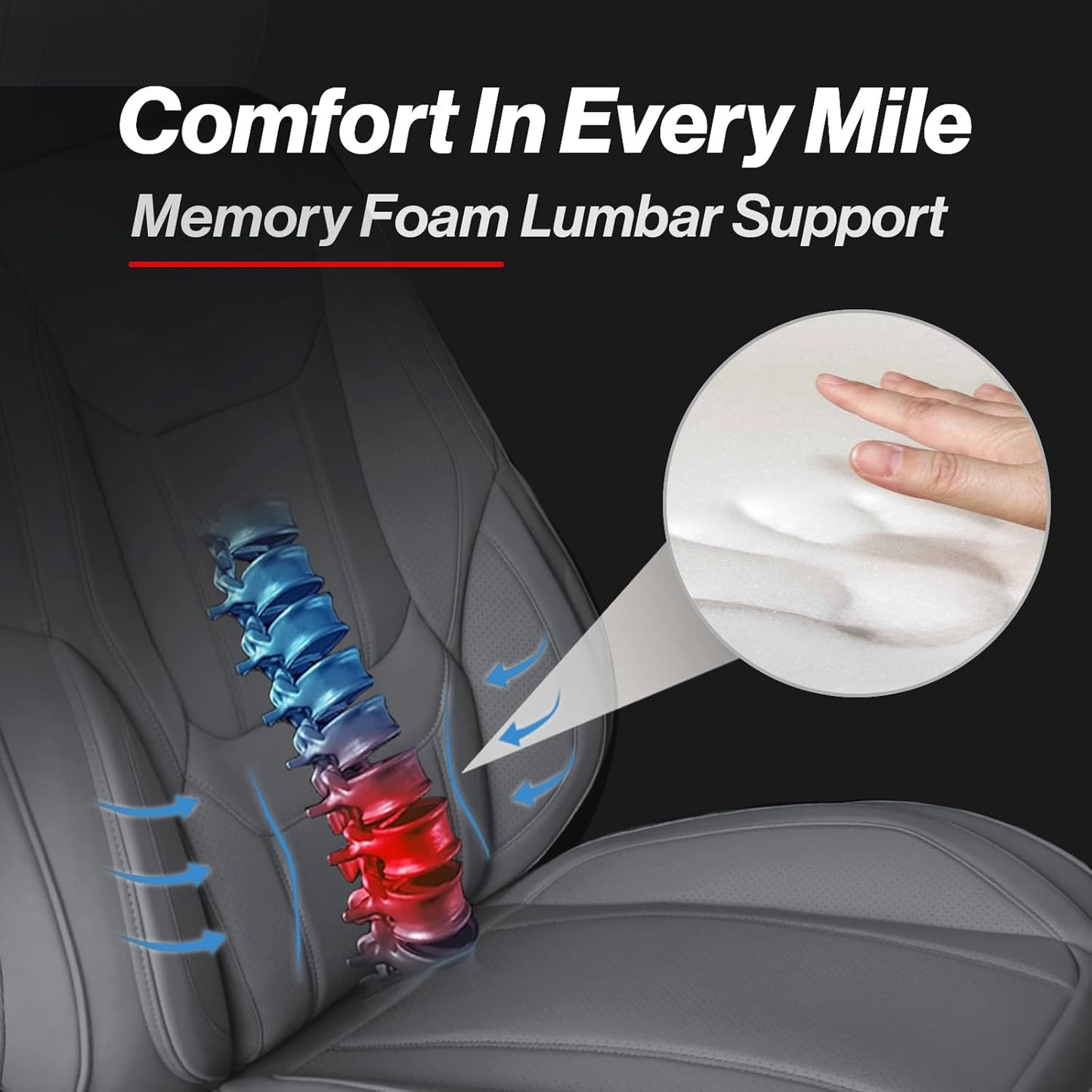 Coverland Custom Car Seat Covers Compatible with Frontier Crew Cab, King Cab - Premium Leather Non-Slip Memory Foam Waterproof Custom Interior Protector Full Set-Dark Gray [See Size Chart-Size X137]