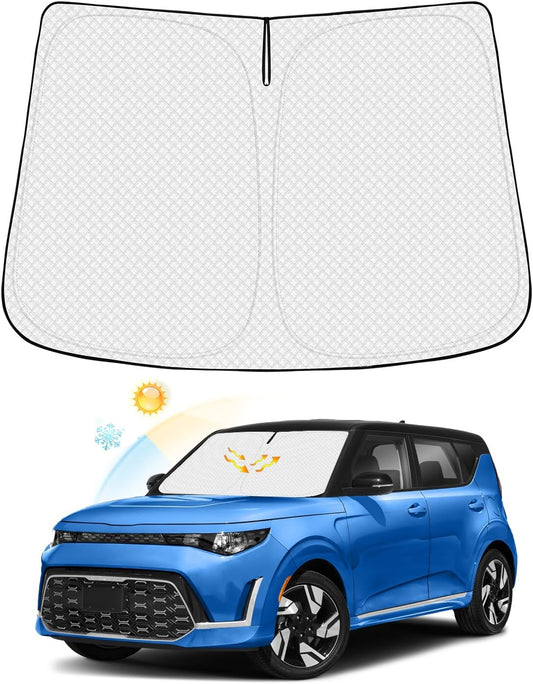 Windshield Sun Shade for 2020-2025 2026 Kia Soul Accessories Thicken 6-Layer Front Window Sunshade Cover Sun Visor Protector Foldable Block UV Rays Keep Vehicle Cool