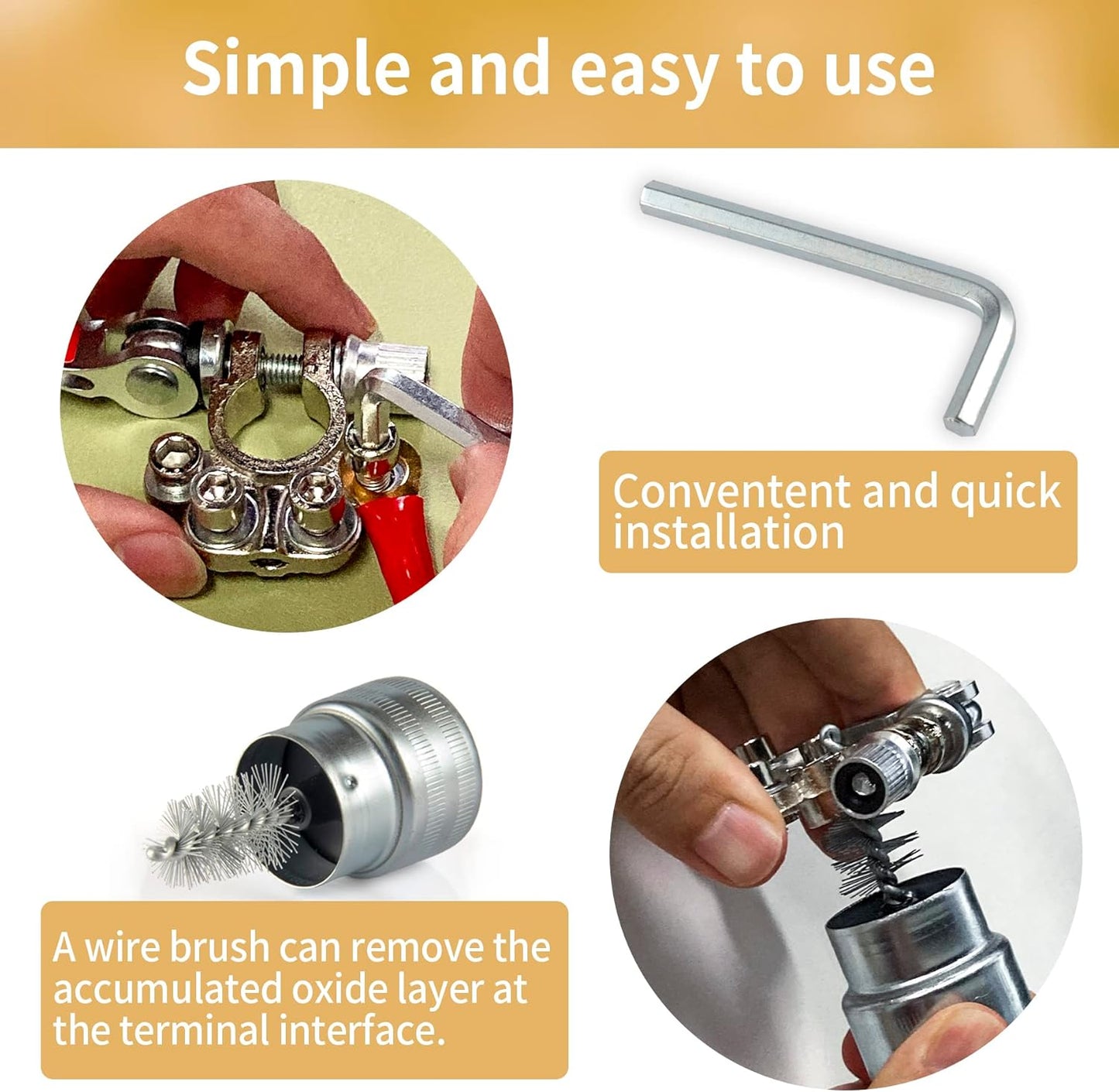 SINGARO Car Battery Terminal Connector, 4 Way Positive and Negative Pole Quick Release Terminal Clip, Applicable to SAE/JIS A Type Terminal Post, Compatible with Cars, Trucks and More（Sliver-A）