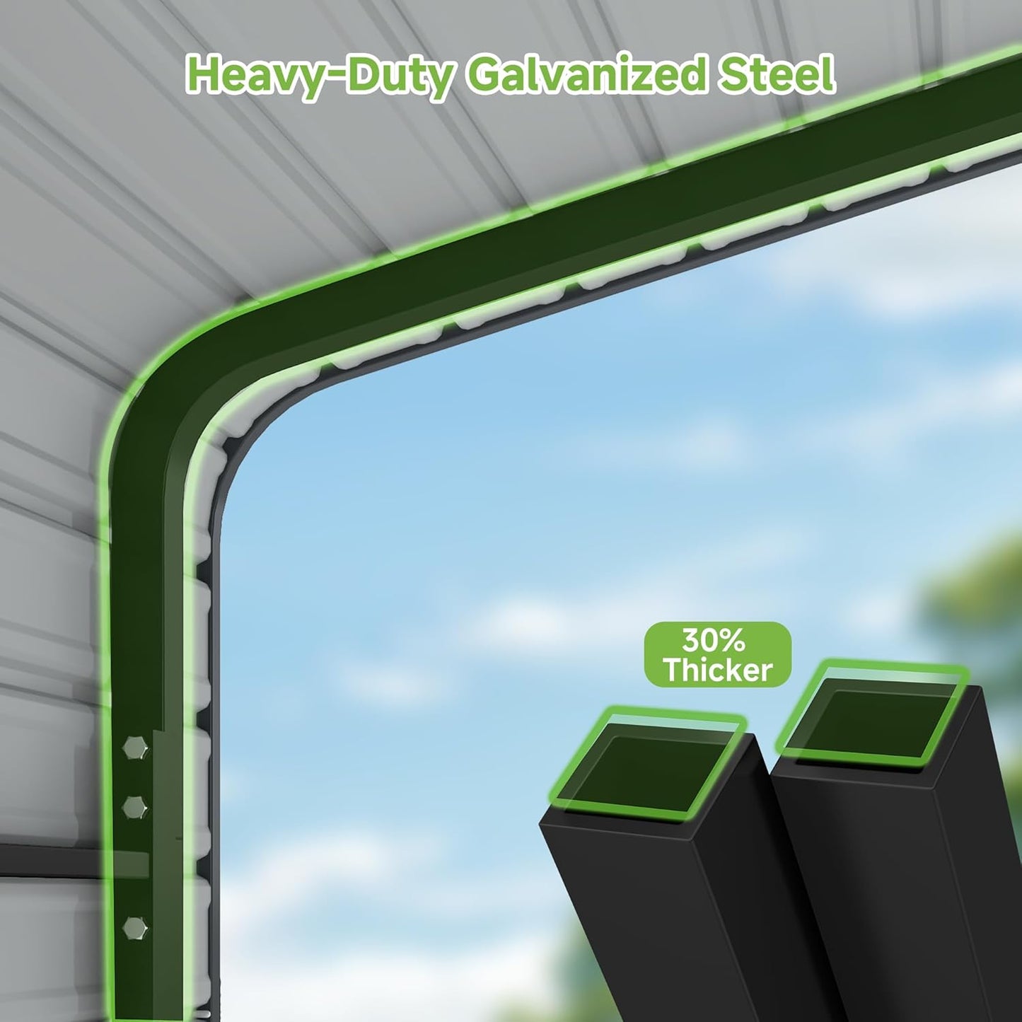 10'x15' Heavy Duty Metal Carport, Outdoor Garage Car Shelter Shade with Heavier Frame, Galvanized Roof for Car and Boats, Grey