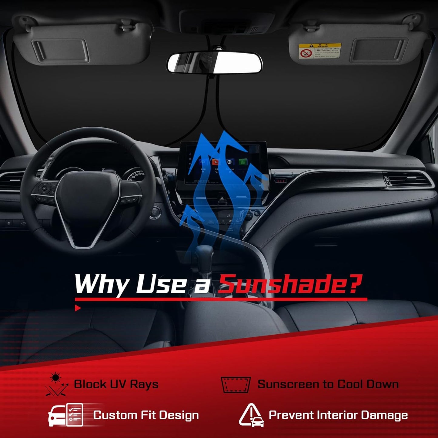 ARISMOTOR Windshield Sun Shade for Genesis GV70 2022-2025, Custom Fit Foldable Front Window Sunshade Sun Visor Protector, Block UV Rays Keep Your Car Cooler