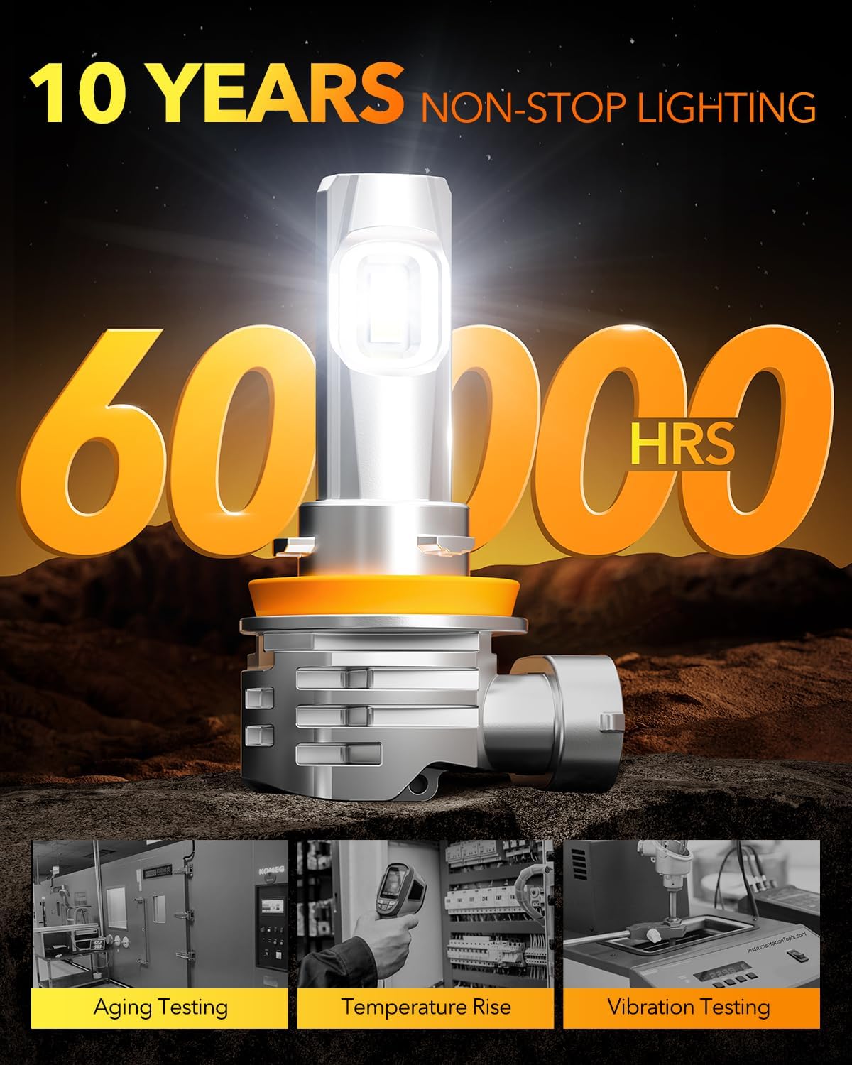 OXILAM H11/H9/H8 and 9005/HB3 Light Bulbs Combo, 58,000LM Wider Driving Vision, 1:1 Design 9005 H11 LED lights, True Plug & Play, Pack of 4