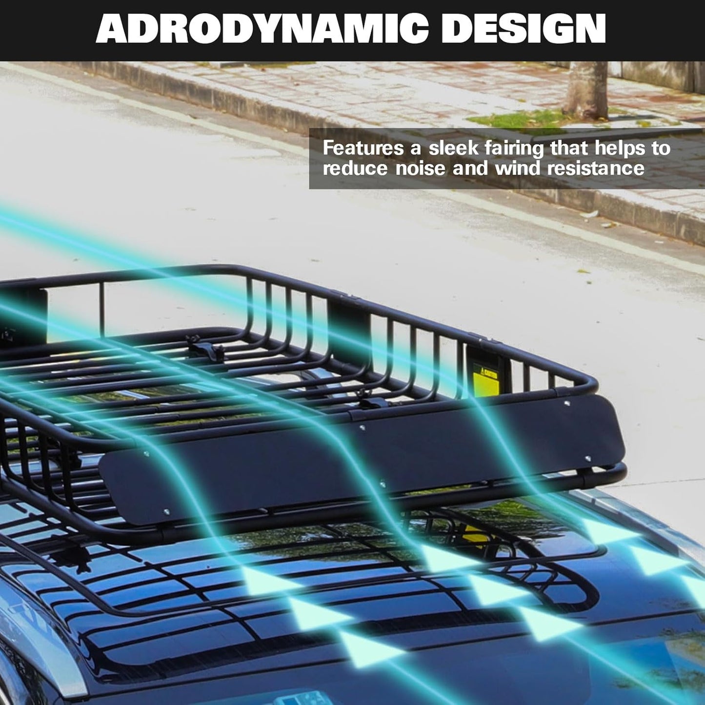 WEIZE 54" x 34" x 6" 200lb Heavy Duty Roof Rack Carrier Basket with Waterproof Bag, Cargo Net and Ratchet Straps, Universal Car Top Luggage Holder for SUV, Truck