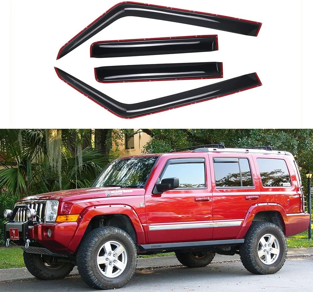 Side Window Deflector Visor Rain Guard,in-Channel Style Shatterproof Dark Smoke,4pcs Window Shades fit for 2006-2010 Jeep Commander 194117