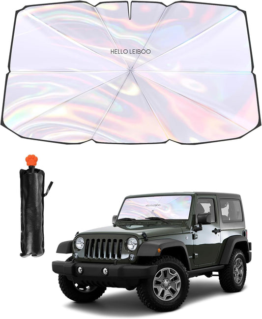 helloleiboo 𝟐𝟎𝟐5 𝑼𝑷𝑮𝑹𝑨𝑫𝑬 Car Windshield Sun Shade Umbrella, Colorful 360°Rotating Foldable Windshield Sun Shade Front Window Reflective Polyester Blocks Heat and Sun Sun Shade for Cars SUV